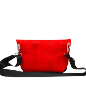 FLAP-MN-similpelle-stampata-tweed-colore-rosso-con-chiusura-back
